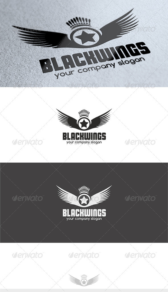 Black Wings Logo - Crests Logo Templates