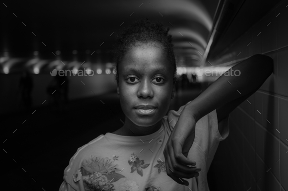 African Ethnicity, Black Color, Teenager, Teenage Girls, Portrait, Serious, Human Face, Young Adult, - Stock Photo - Images