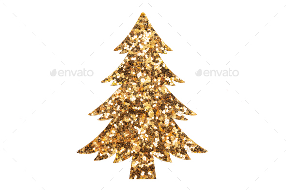 Gold glitter christmas tree - Stock Photo - Images