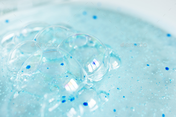 Macro bubble blue shower gel with scrub grain