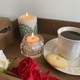 Coffee cup with cook on tray with candles and flower - PhotoDune Item for Sale