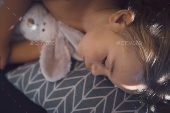 Closeup Portrait of a sleeping child - Stock Photo - Images