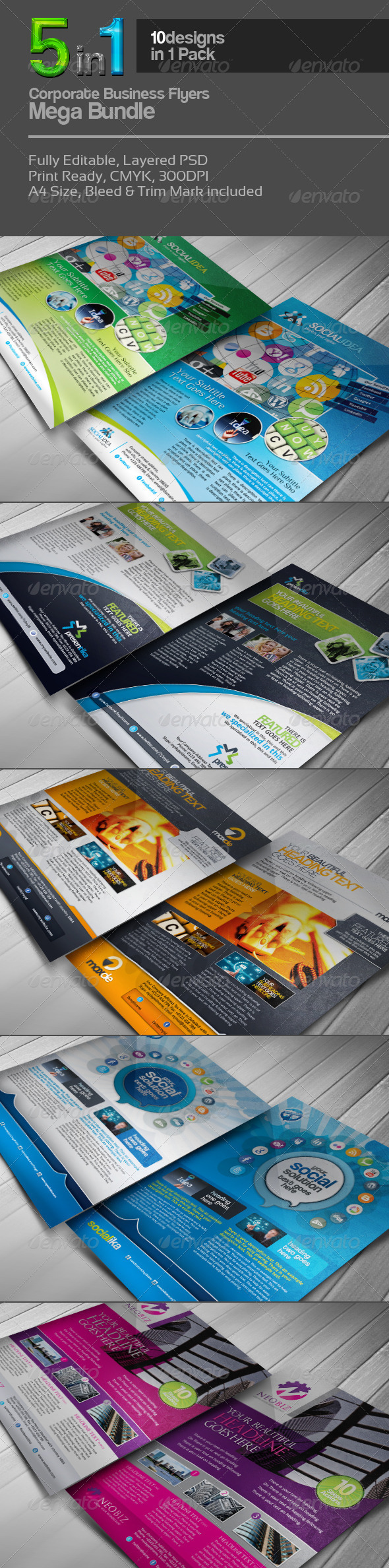 5 in 1 Corporate Flyers Mega Bundle - Corporate Flyers