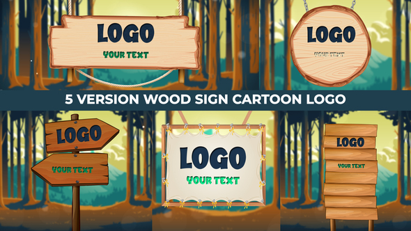 Cartoon Wood Banner Sign Logo