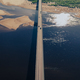 Aerial view of bridge over river in sunset light - PhotoDune Item for Sale