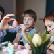 father and kids painting eggs for easter - PhotoDune Item for Sale