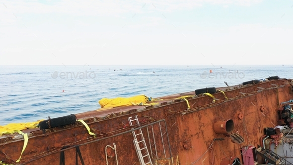 Deck of an old rusty tanker. - Stock Photo - Images
