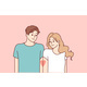 Romantic Man and Woman with Tattoo in Form of Half