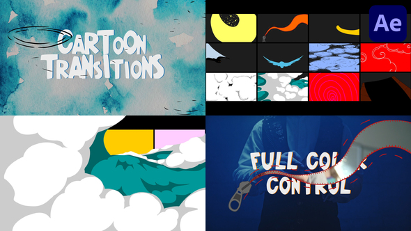 Abstract Cartoon Transitions for After Effects