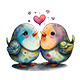 Love Birds PNG Bird Couples Illustration with Transparent Background or Valentines Day