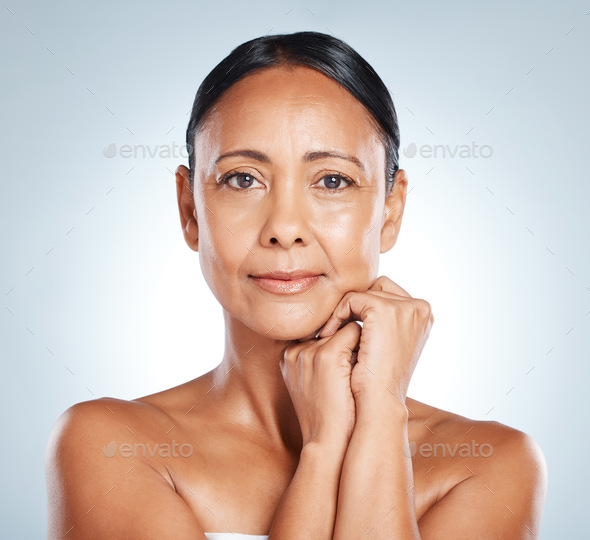 Portrait Healthy Happy Middle-aged African Woman Stock Photo