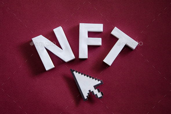 NFT text token symbol of online technologies and innovations for buying - Stock Photo - Images