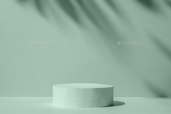 Minimal mint background color with copy space and natural shade  - Stock Photo - Images