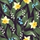 Seamless Vector Pattern with Spring Garden Flowers