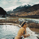 One tourist woman enjoy winter hot thermal water natural spa for wellness and new experience - PhotoDune Item for Sale
