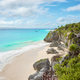 Rocky cliff at the tropical beach of Tulum, Yucatan Peninsula, Mexico. - PhotoDune Item for Sale