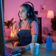 Girl Playing on Computer at Night - PhotoDune Item for Sale