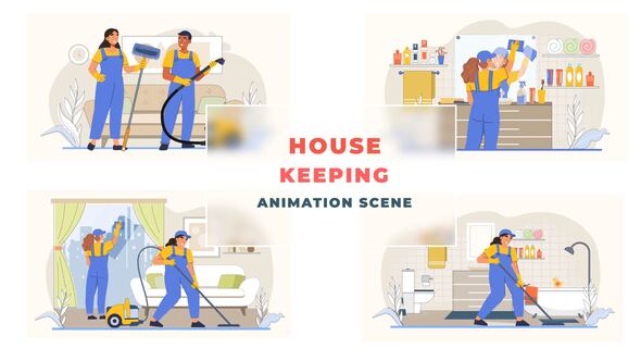 House Keeping Service Agency Animation Scene