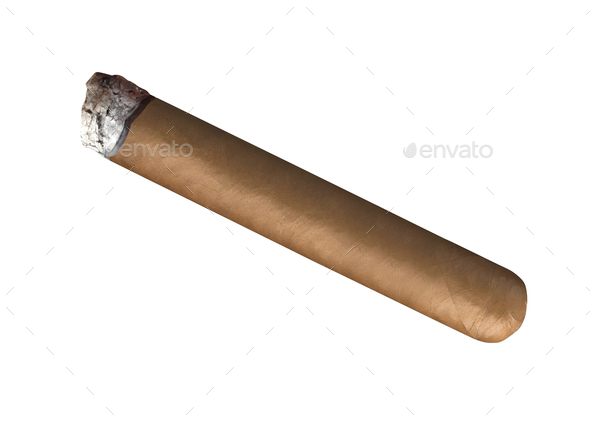 Smoking havana cigar isolated - Stock Photo - Images