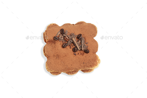 Concept of sweet food, Tiramisu cake, isolated on white background - Stock Photo - Images