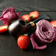 Roses, strawberry and smoking pipe on wooden background - PhotoDune Item for Sale