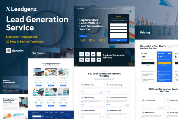 Leadgenz - Lead Generation & Sales Agency Elementor Pro Template Kit