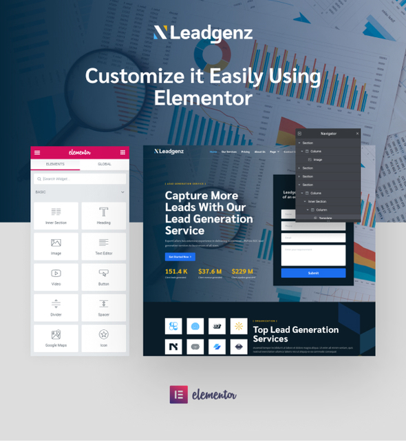 Leadgenz Lead Generation Sales Agency Elementor Template Kit by