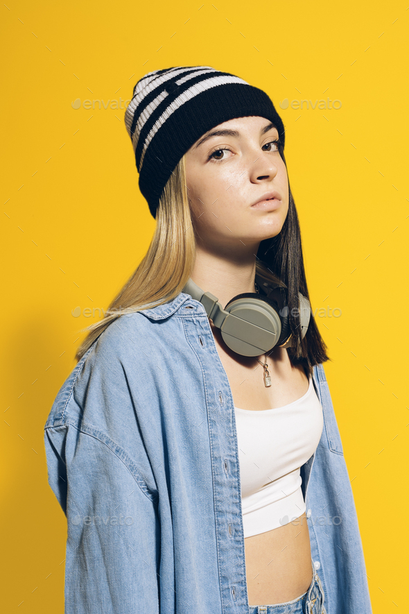 Girl Wearing Hat Portrait - Stock Photo - Images