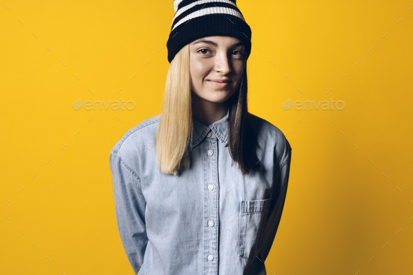 Happy Girl Wearing Hat Portrait - Stock Photo - Images