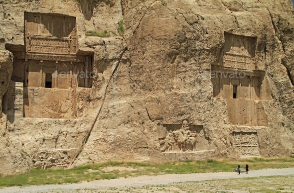 Graves of the Persian kings Darius and Xerxes near Persepolis, Iran