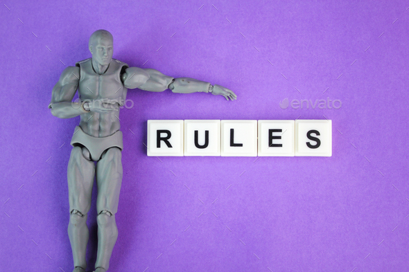 little people with rule words - Stock Photo - Images
