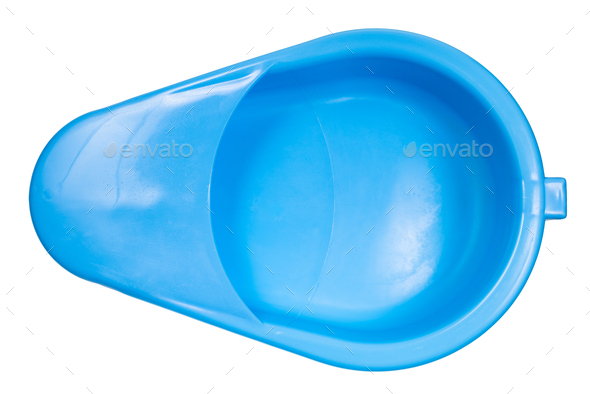 top view of open blue fracture bedpan isolated - Stock Photo - Images