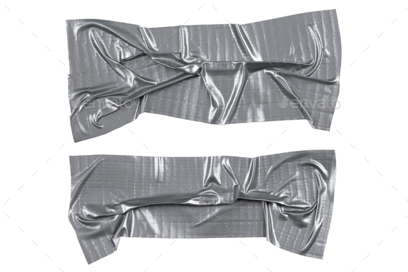 Pieces of silver metallic wrinkled tape - Stock Photo - Images
