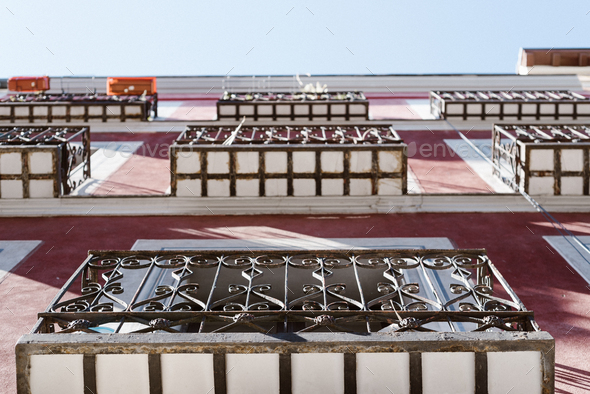 Old residential building in central Madrid, Spain - Stock Photo - Images
