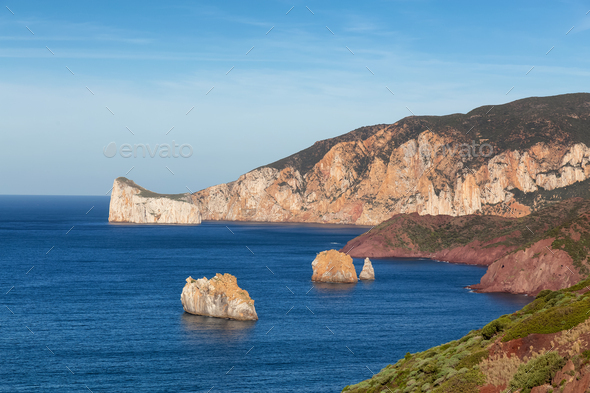 Rocky Cliffs on the Sea Coast. Sardinia, Italy. - Stock Photo - Images