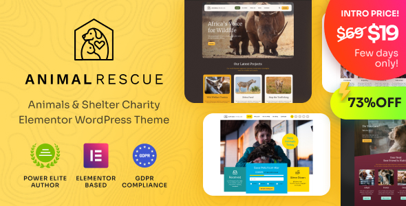 Animal Rescue Nulled + Full Demos –  Shelter Charity WordPress Theme