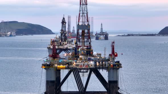 Aerial View of an Oil and Gas Drilling Platform and Rig alt