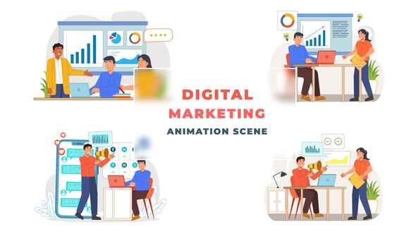 Digital Marketing Animated Scene