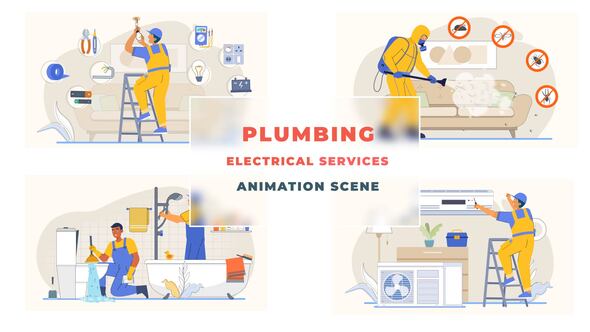 Plumbing Electrical Service Animation Scene