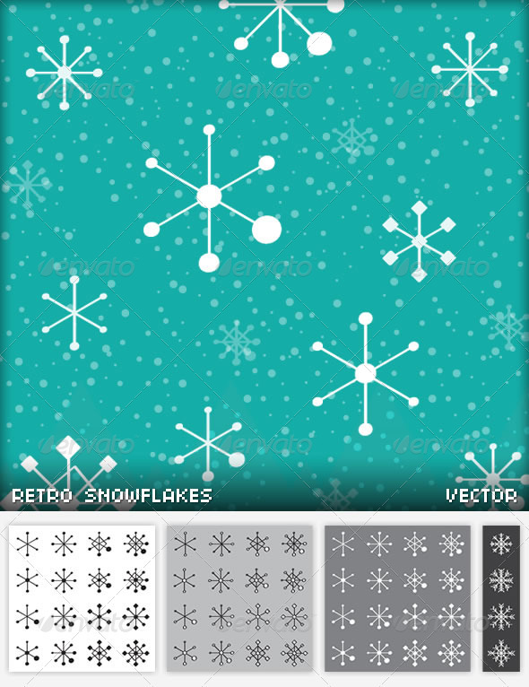 48 Retro Snowflakes - Christmas Seasons/Holidays