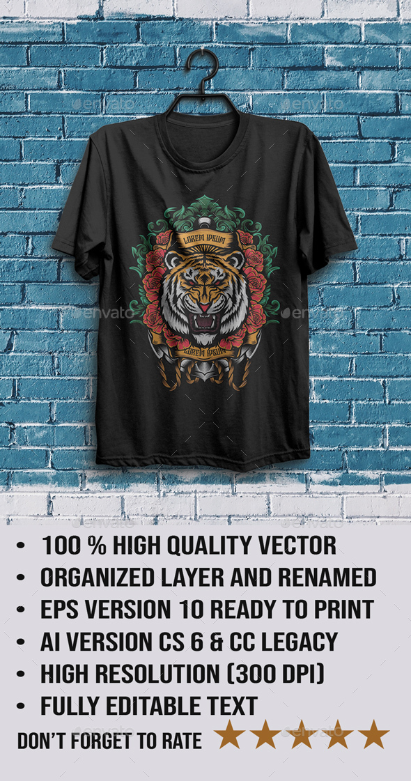 Angry Tiger Head Tshirt Design