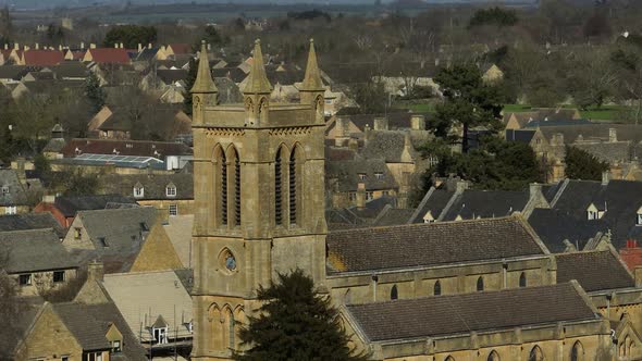 Old English Stone Church Broadway Village Worcestershire UK Aerial View St Michael And All Angels C