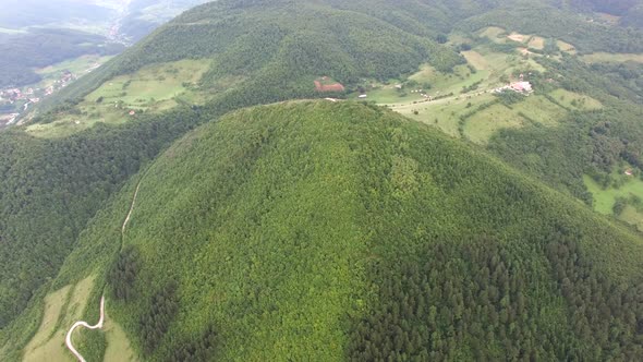 Aerial view of  mysterious Bosnian pyramids alt