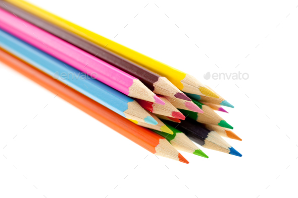 crayons on a white background - Stock Photo - Images