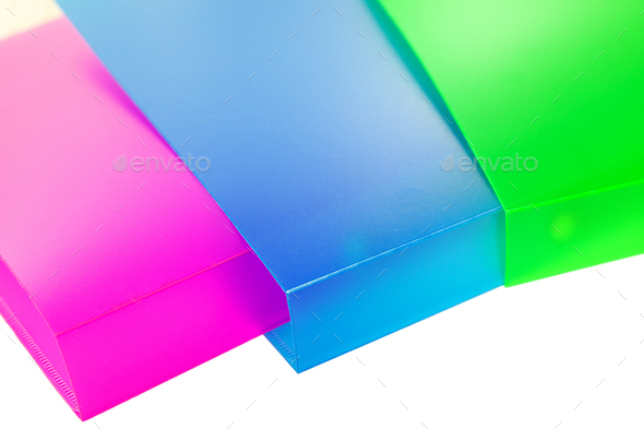 three multicolored folders - Stock Photo - Images
