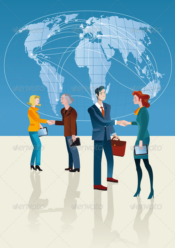 Business People and World Map - Backgrounds Business