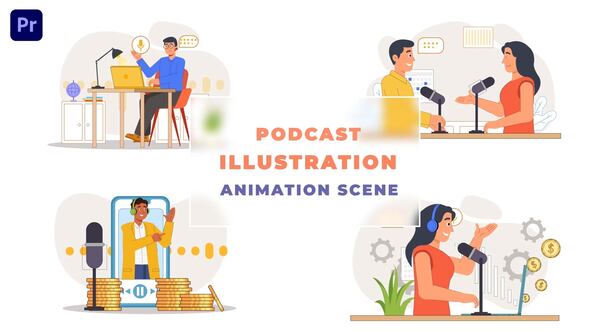 Podcast Illustration Concept Animated Scene