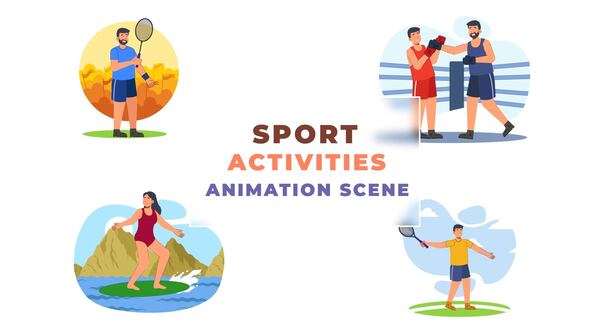 Sport Activities Explainer Animation Scene