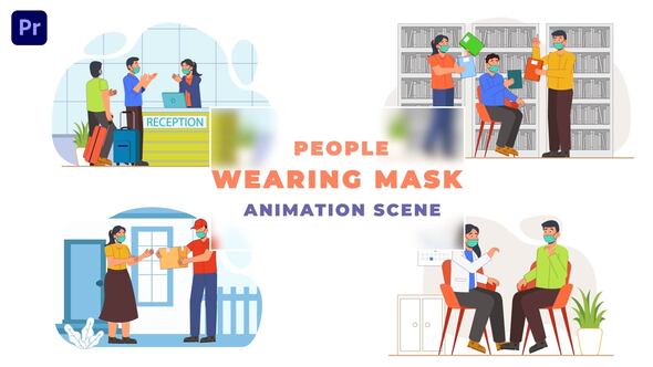 People Wearing Mask Pandemic Concept Animation Scene