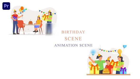Kids Birthday Party Animation Scene